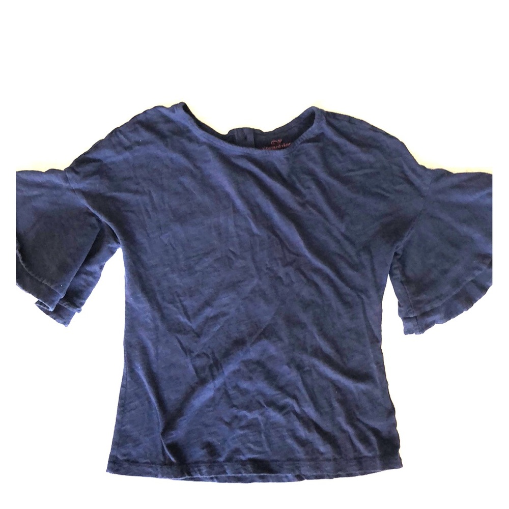 Vineyard Vines Ruffle sleeve top XXS navy